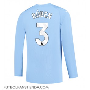 Manchester City Ruben Dias #3 Primera Equipación 2023-24 Manga Larga